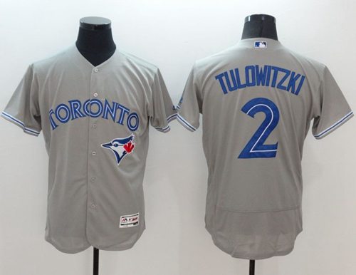 Blue Jays #2 Troy Tulowitzki Grey Flexbase Authentic Collection Stitched MLB Jersey - Click Image to Close